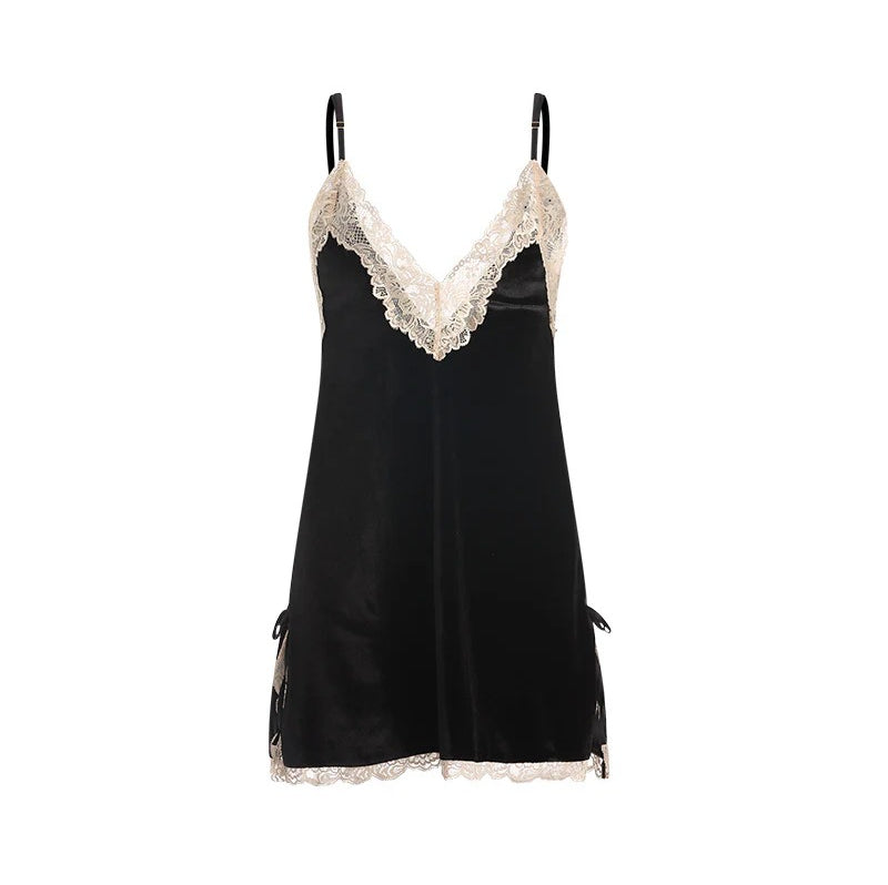 Bridal Velvet Slip Robe Set Backless High Slit Sexy