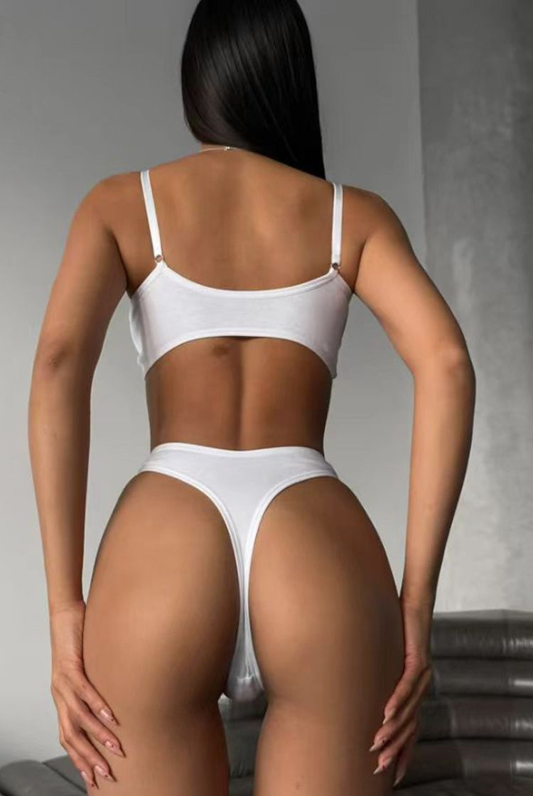 Women's Sexy Backless Lingerie Set with Thong