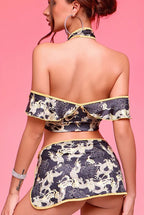 Sexy Chinese Style Qipao Lingerie Set Dragon Print Sleeveless High Slit Nightdress