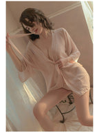 Sexy Sheer Bath Robe Open Front See-Through Robe