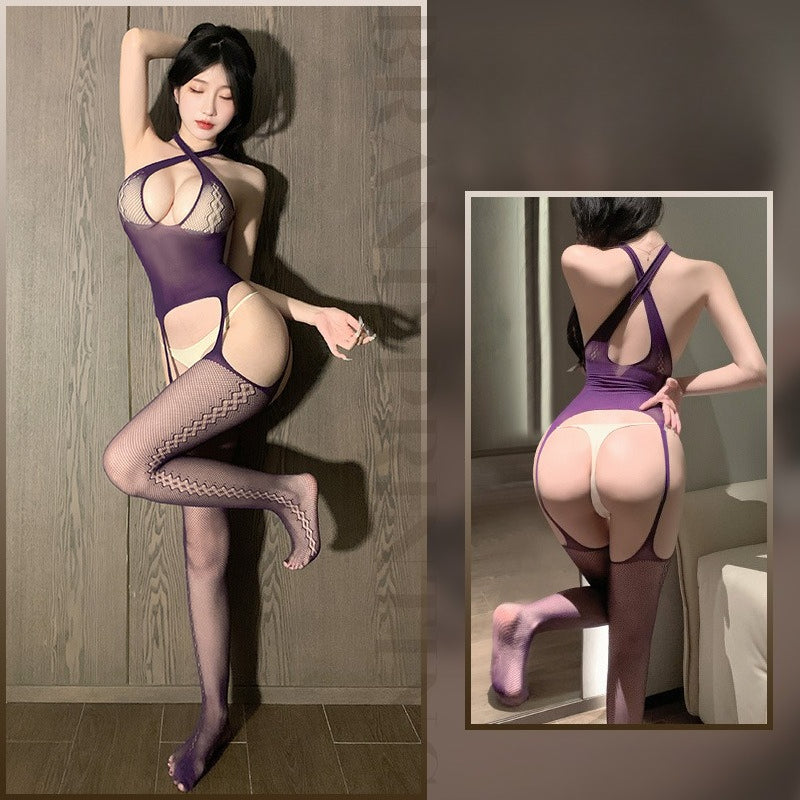 Sexy Black Sheer Lace Net Bodystocking