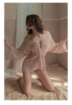 Sexy Sheer Bath Robe Open Front See-Through Robe