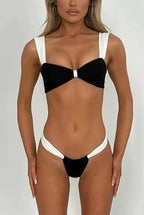 Color Block Push Up Two Piece Bikini Set