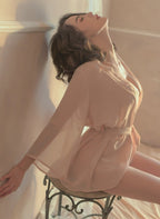 Sexy Sheer Bath Robe Open Front See-Through Robe