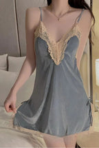 Bridal Velvet Slip Robe Set Backless High Slit Sexy