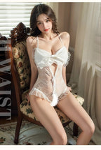 Bow Front Lace Crotchless Bodysuit