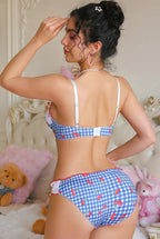Blue White Gingham Cherry Bra and Panty