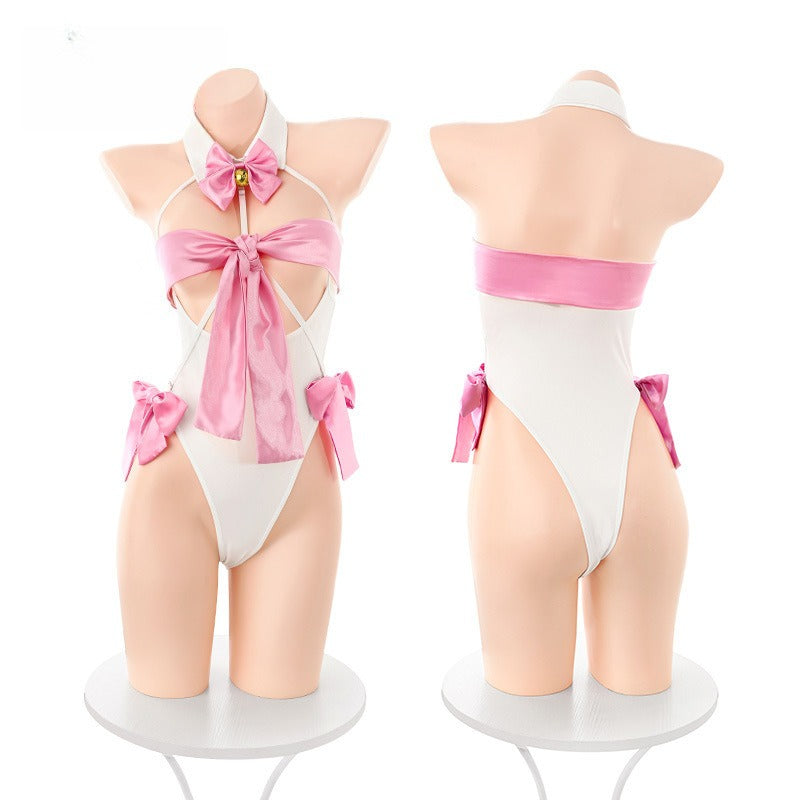 Sexy Cat Girl Anime Cosplay Open Crotch Bodysuit Lingerie Set