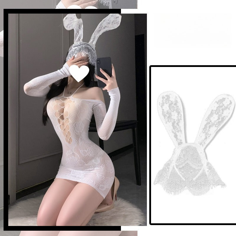 Sweet-Sultry Lace Cutout Mesh Bodycon Dress