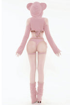 Pink Bear Mink Fur Cosplay Lingerie Set with Gloves & Socks