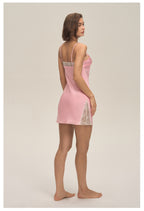 Lace Satin Chiffon Slim Fit Strappy Slip Dress Loungewear