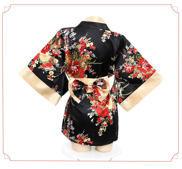 Sexy Deep V Printed Japanese Kimono Uniform Lingerie Set