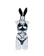 Sexy Bunny Girl Bondage Style Black Patent Leather Bodysuit