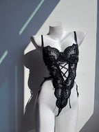 Women's Sexy Sheer Lace Underwire Push Up One Piece Lingerie