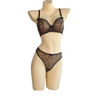 Women's Trendy Leopard Print Sheer Bra Lingerie Set