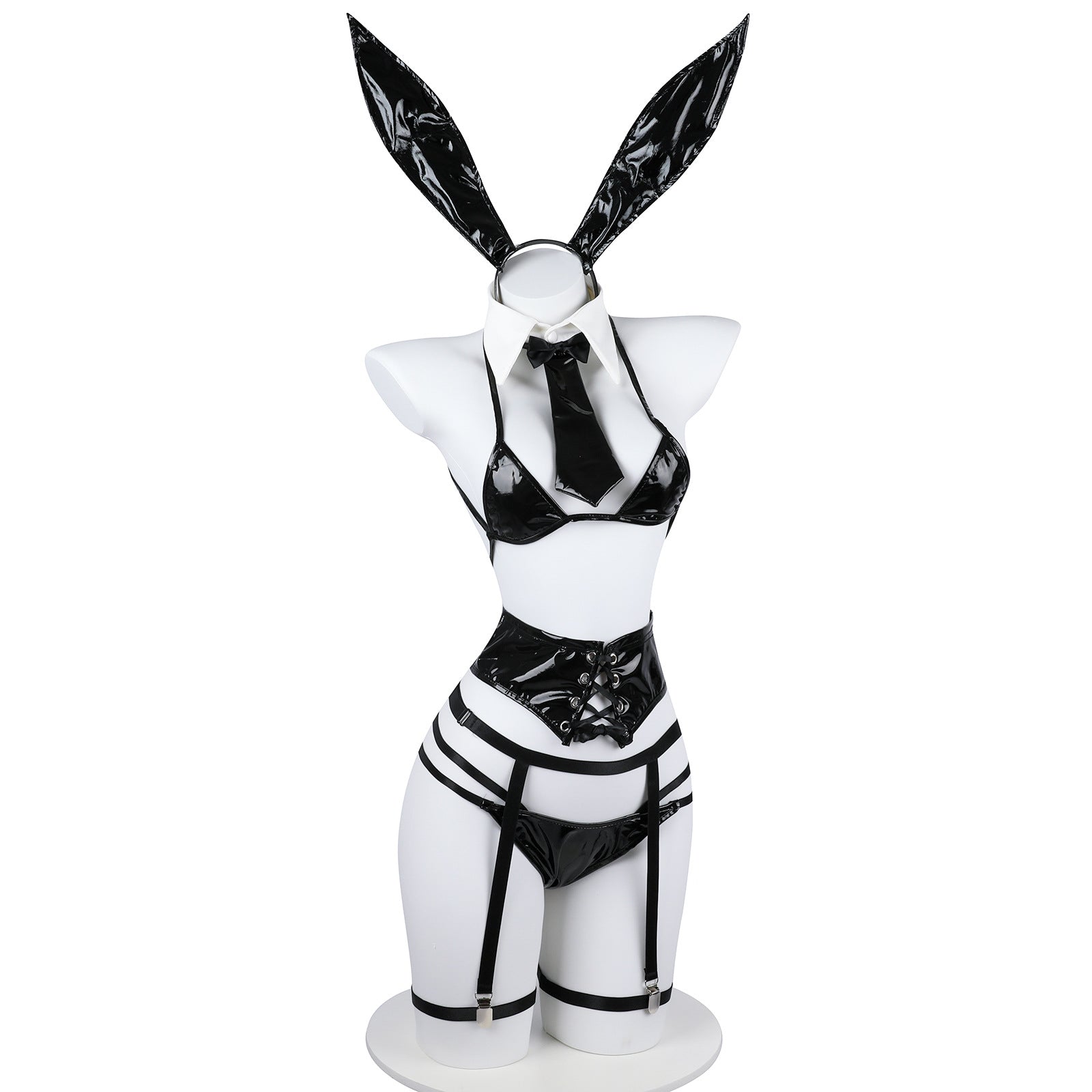 Premium Patent Leather Bunny Girl Bodysuit - Sexy Cosplay Roleplay Costume for Photography