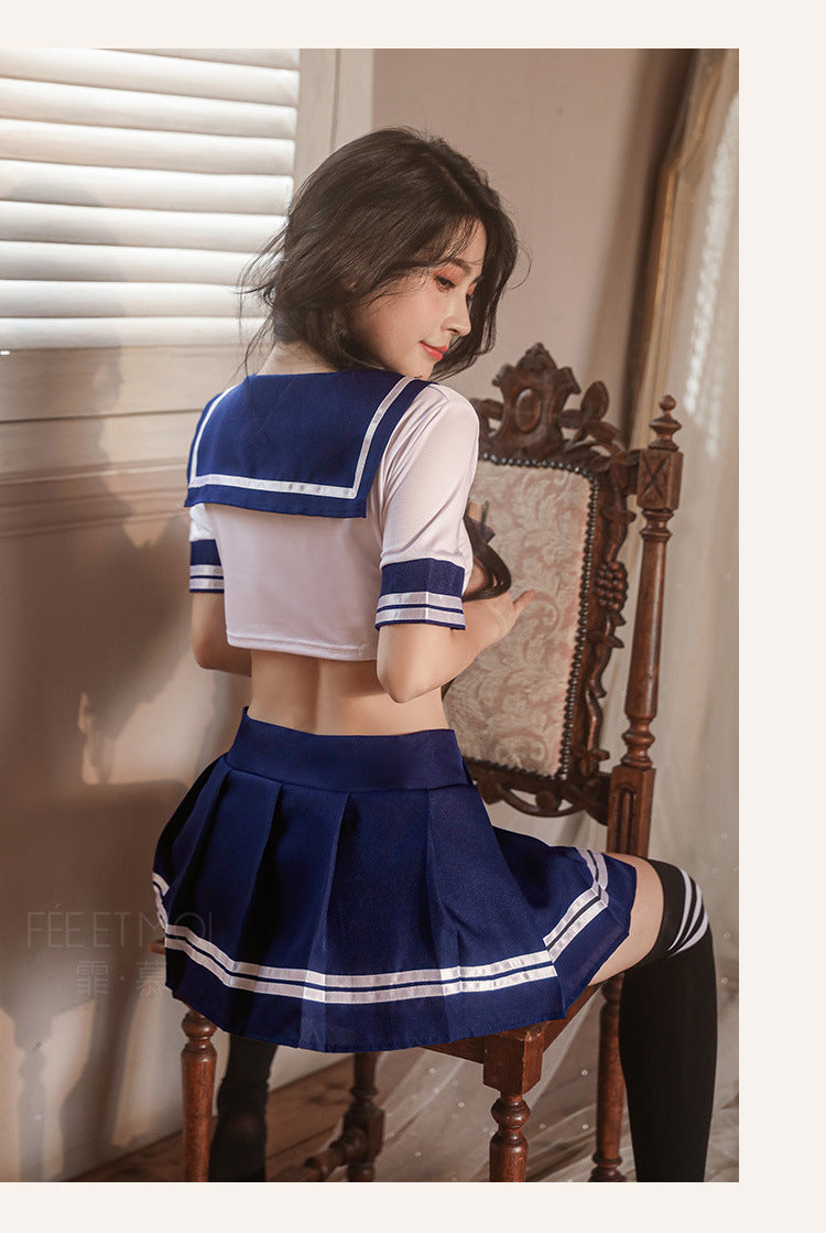 Innocent Waist-Cropped Student Uniform Lingerie