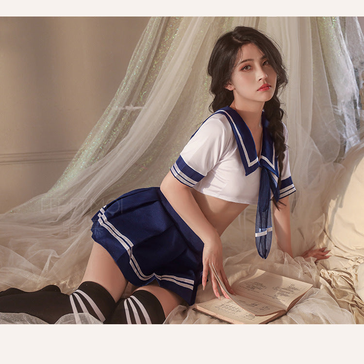 Innocent Waist-Cropped Student Uniform Lingerie