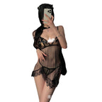 Lace Sheer Mesh See-Through Butterfly Cutout Lingerie Set