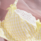 Women's New Arrival Yellow Lace Ruffle Trim Sexy Lingerie Set