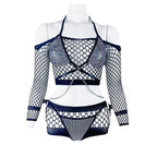 American Style Sexy Hot Girl Fishnet Lingerie Set Nightclub Outfit Two-Piece Bodycon