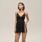 Sling Backless Lace Nightgown Summer Solid Color