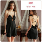 Coquette Satin Slip Robe Set Padded Deep V Lounge