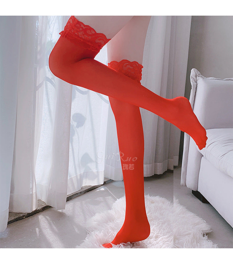 Sexy Cute Thigh Highs Wide Lace Trim Women's Socks