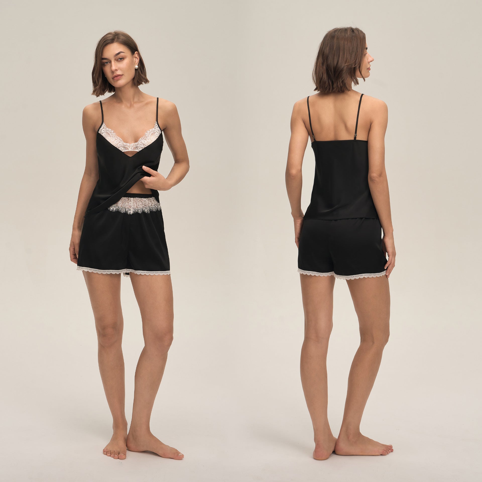 Strappy Cami Shorts Set Lace Comfy Women's Loungewear
