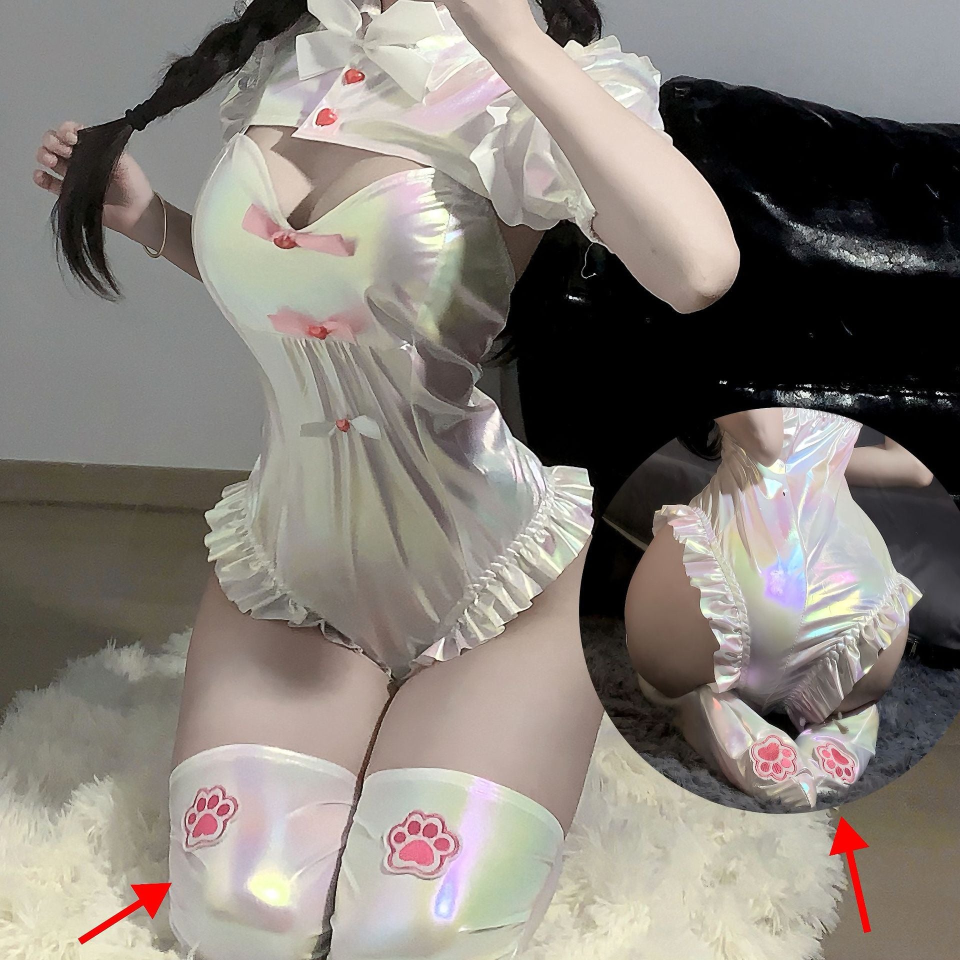 Women's Cute Backless Role Play Swimsuit Style Lingerie