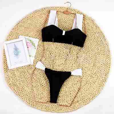 Color Block Push Up Two Piece Bikini Set