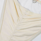 Embroidered Push Up Bikini Set with Thin Straps and Underwire