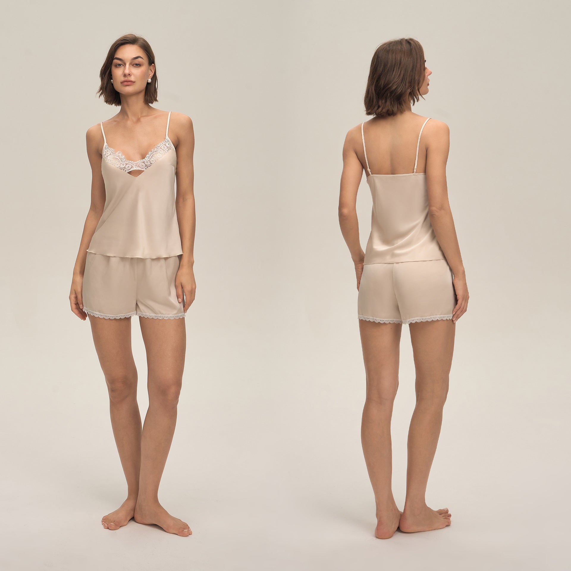 Strappy Cami Shorts Set Lace Comfy Women's Loungewear