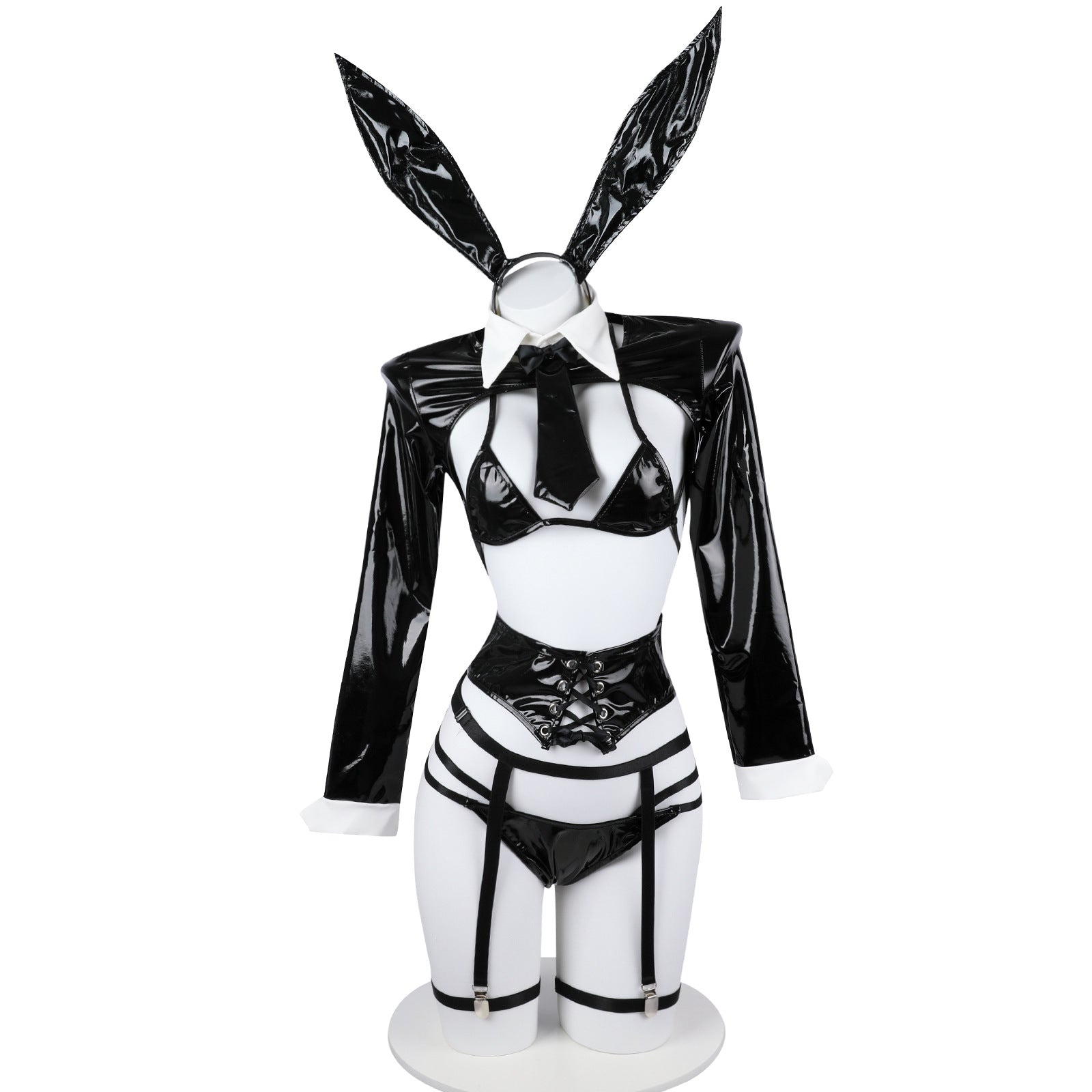 Premium Patent Leather Bunny Girl Bodysuit - Sexy Cosplay Roleplay Costume for Photography