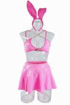 Patent Leather Bunny Girl Cosplay Lingerie Set – Clubwear Roleplay Costume