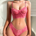 Women's Pink Lace Sexy Lingerie Set