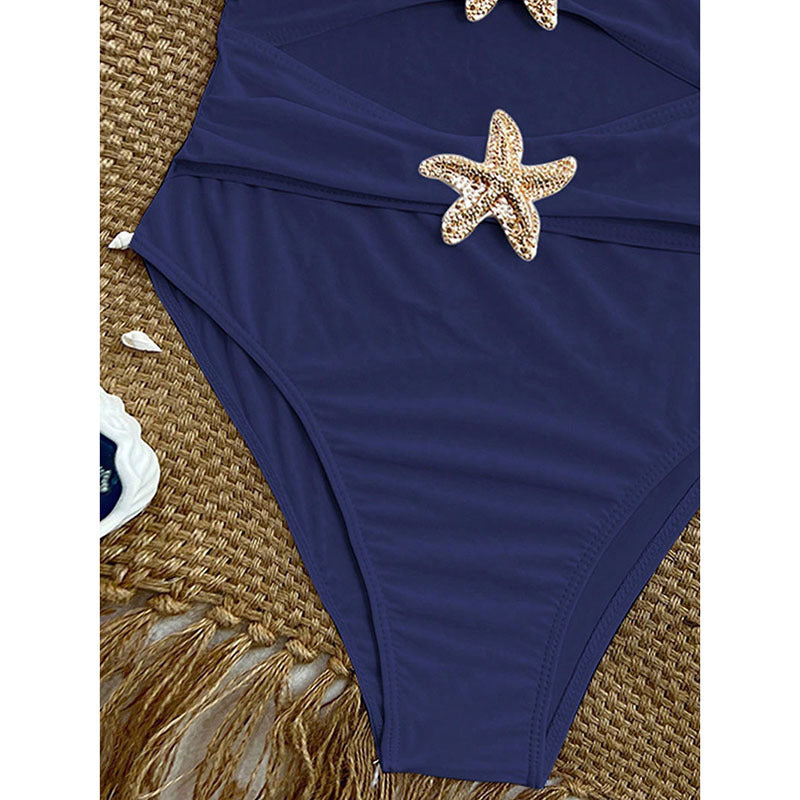 New Solid Color Bandeau One-Piece Swimsuit