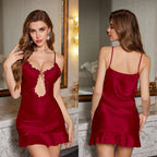 Luxury Midnight Ice Silk Ruffle Cutout Sexy Strappy Dress