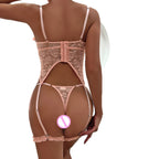 Pure Desire Pink Palace Style Lingerie Set Cute Bow Ruffle Sheer Two-Piece