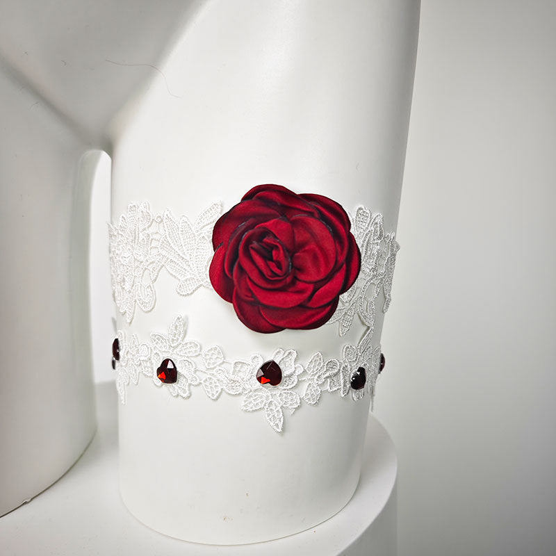 Red Rose Bridal Thigh Garter Set