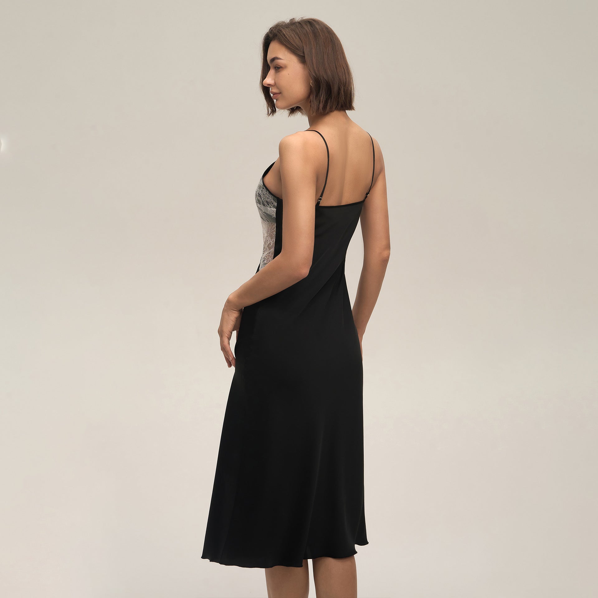 Backless Satin Chiffon Lace Strappy Maxi Home Wear