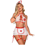 Sexy Nurse Costume Mesh Cross Strap Roleplay Lingerie Set