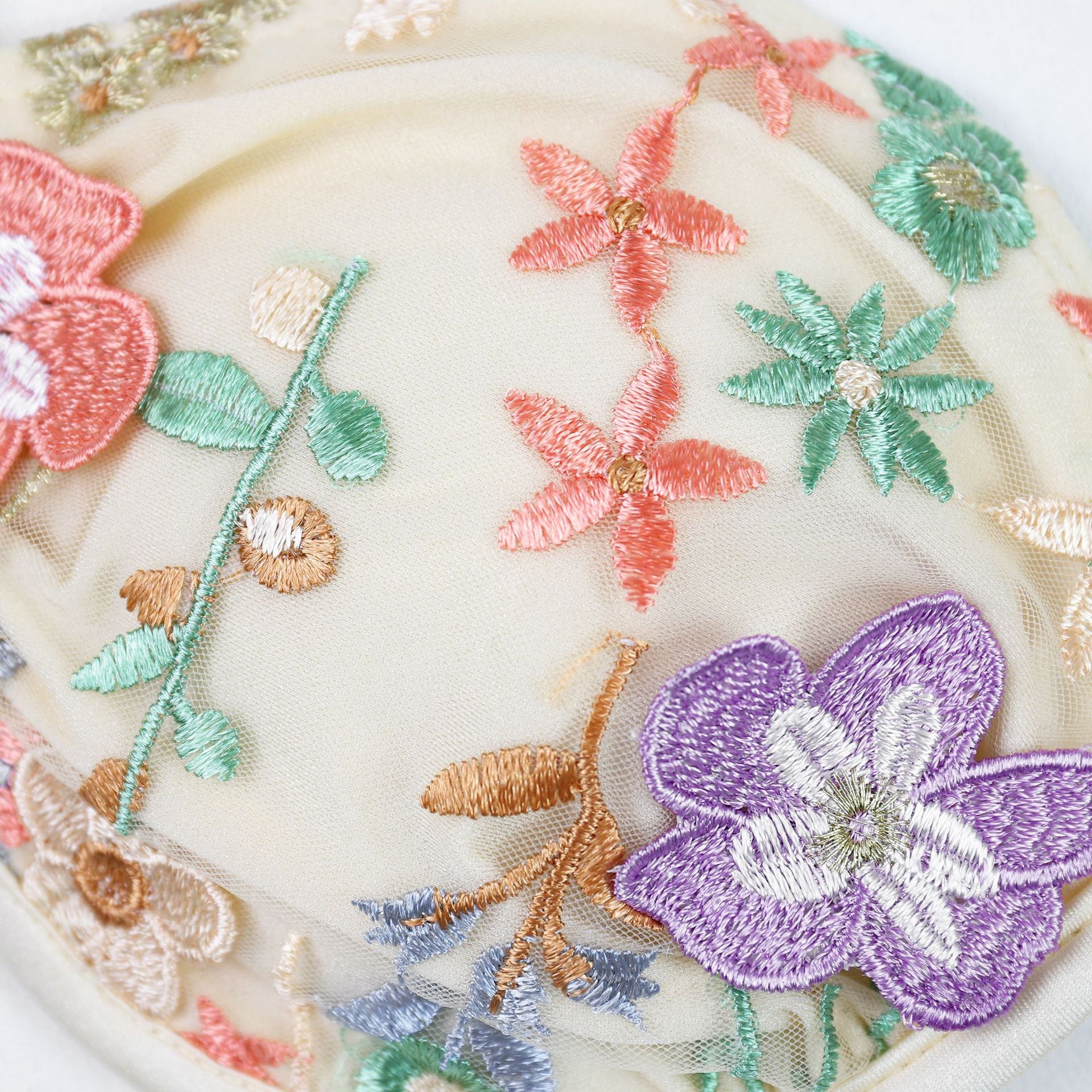 Embroidered Push Up Bikini Set with Thin Straps and Underwire