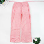 Polka Dot 3D Floral Bandeau Three-Piece Bikini Set