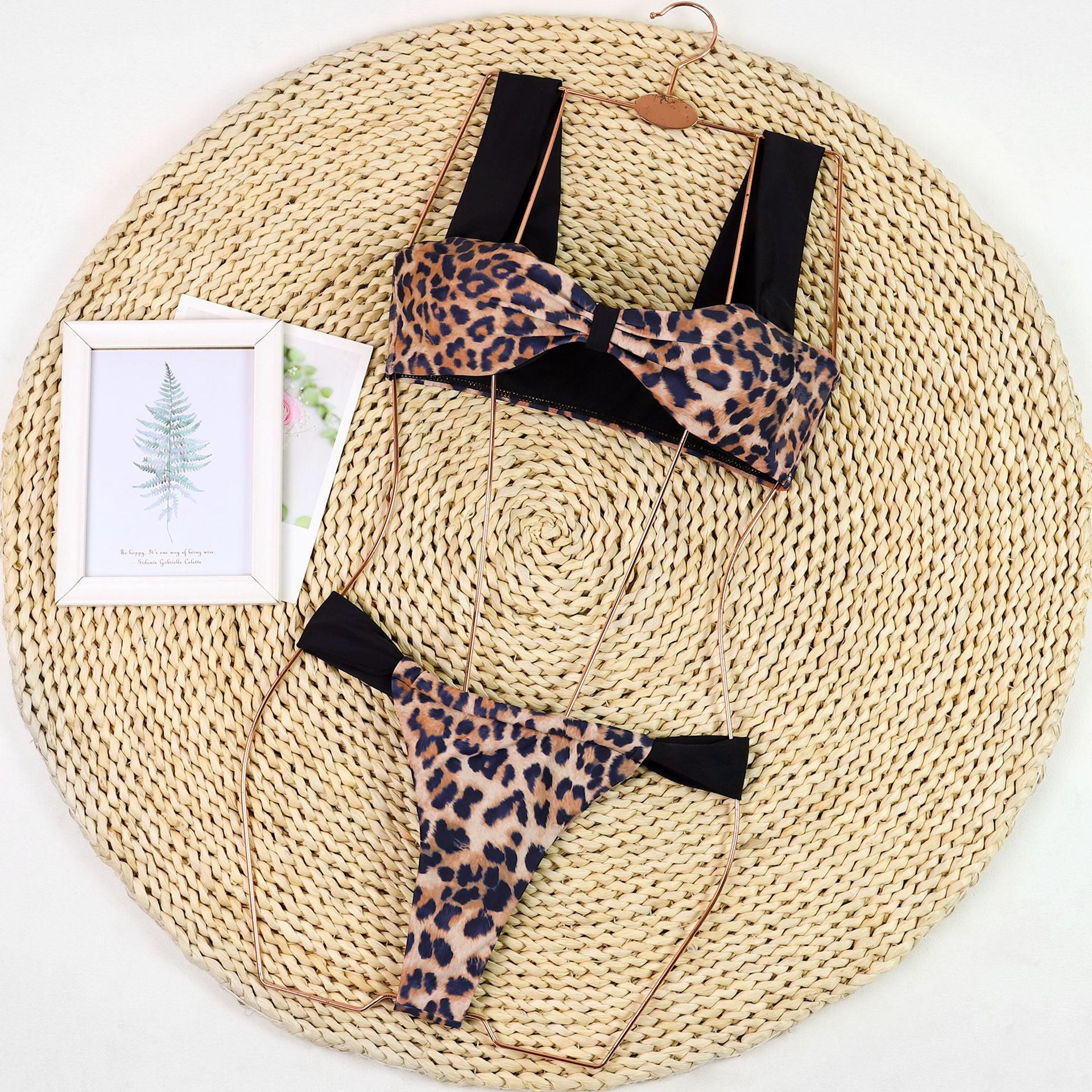 Color Block Push Up Two Piece Bikini Set