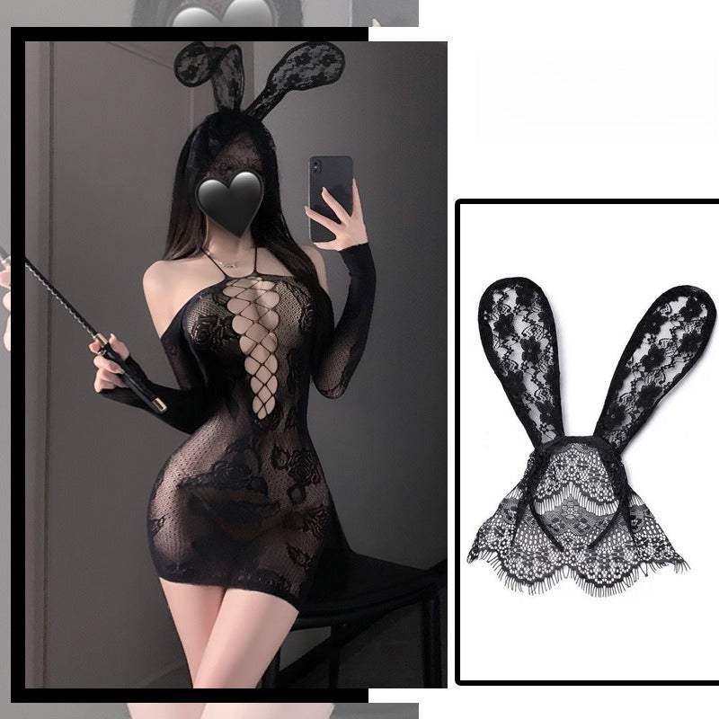 Sweet-Sultry Lace Cutout Mesh Bodycon Dress