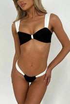 Color Block Push Up Two Piece Bikini Set