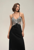 Backless Satin Chiffon Lace Strappy Maxi Home Wear
