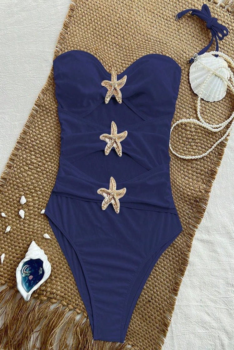 New Solid Color Bandeau One-Piece Swimsuit