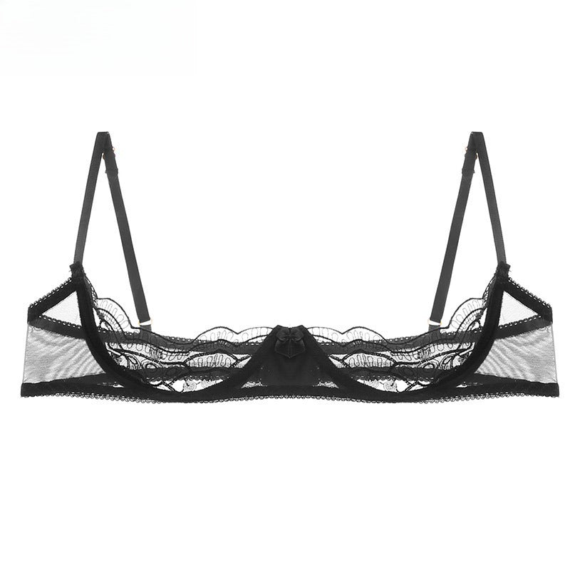 Sexy Steel Support Bra Three-Piece Lingerie Set Open Crotch Panty No Removal Erotic Underwear